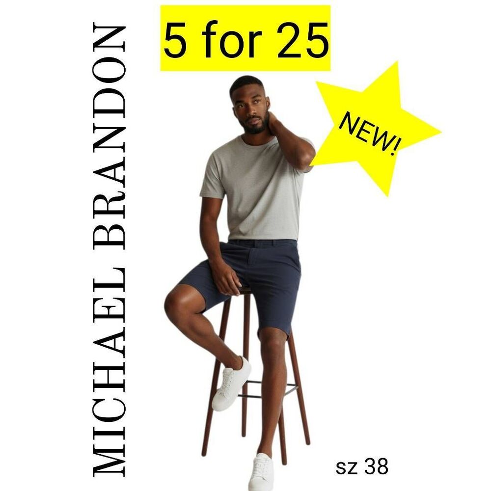 Michael Brandon NEW! Navy Blue Flat Front Shorts SALE! 5 for 25